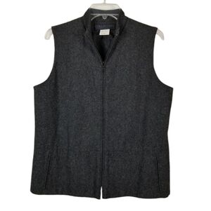 Harve Benard Womens Wool Blend Sleeveless Fleece Vest Full Zip Gray Size 10